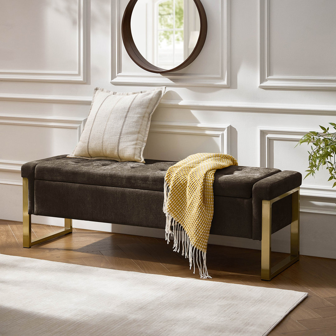 Shanieka 55.3'' W Upholstered Flip Top Storage Bench